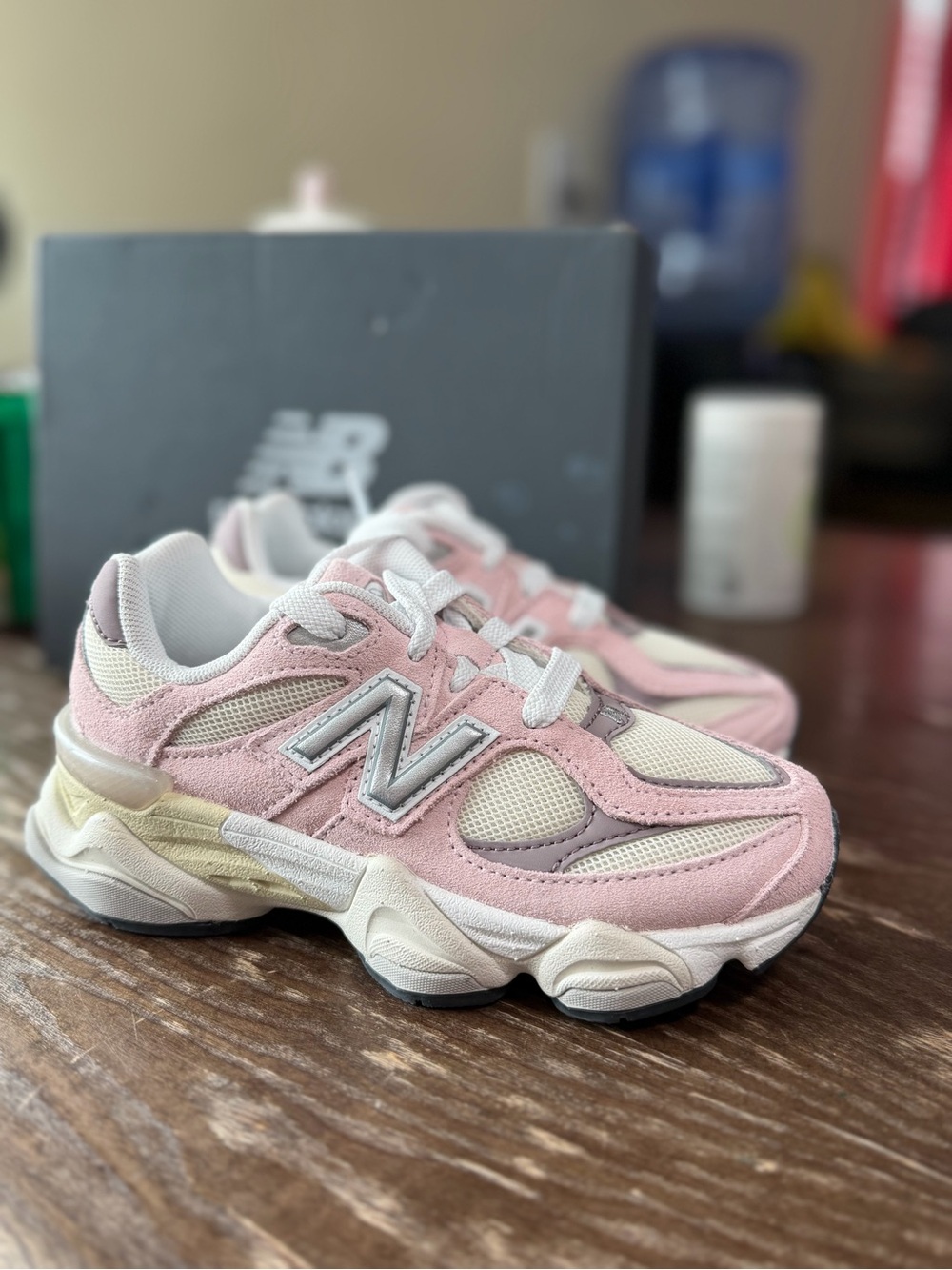 New Balance Kids Pink & White Mesh Suede Sneakers
